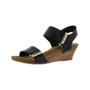 SOFFT Women's Black Leather VERDI LI Wedge Ankle Strap Sandals 10